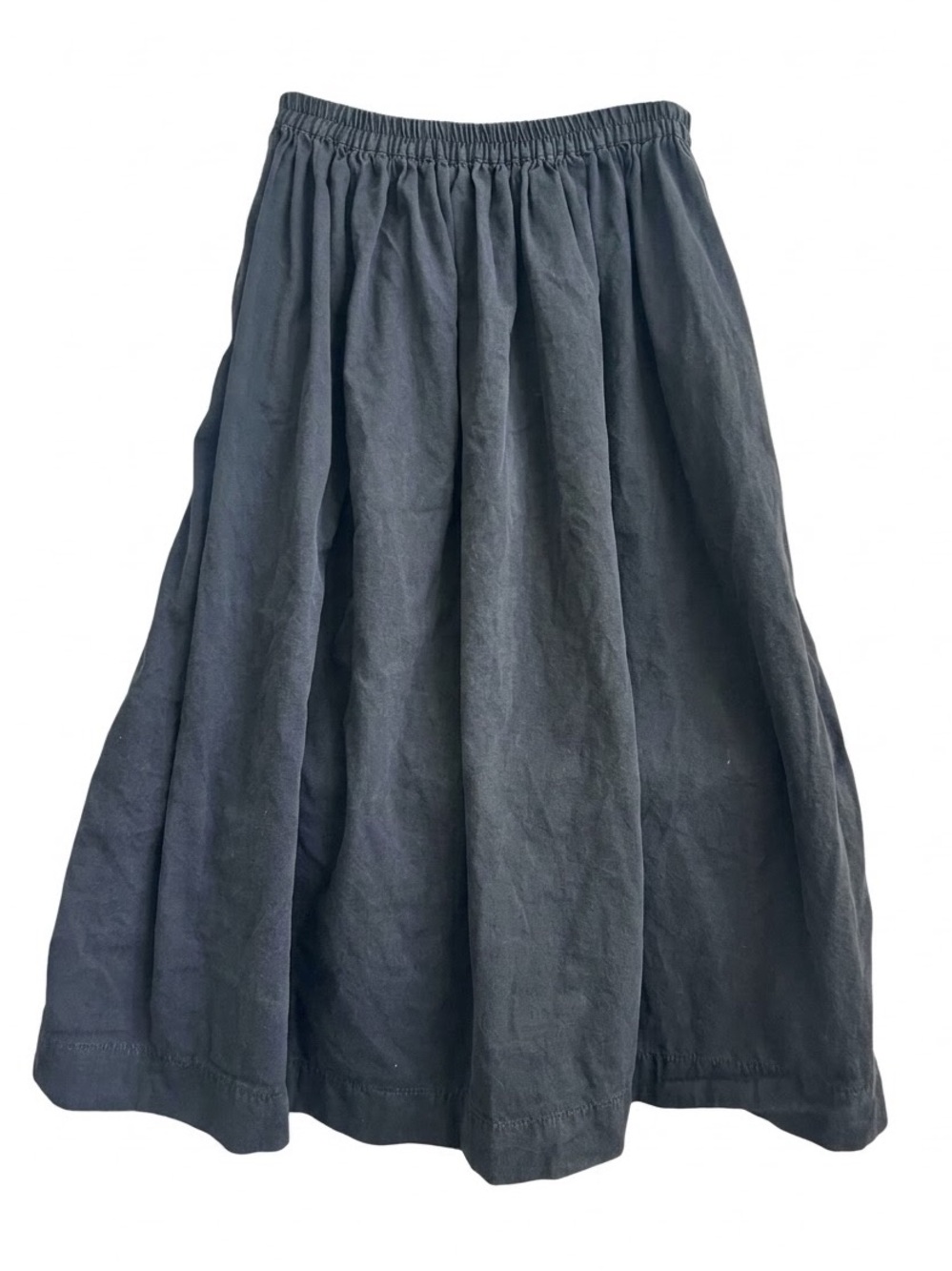 Vintage Gene Ewing BIS I. Magnin Black Cotton Wrinkled Rich Denim Maxi Skirt